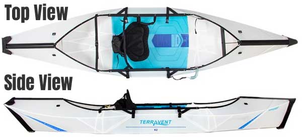 Terravent Folding Kayak Top View and Side View